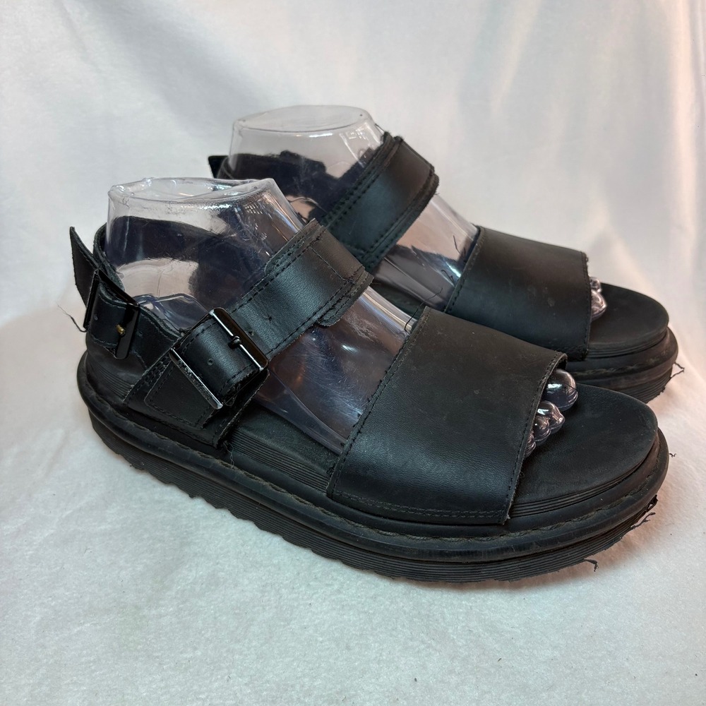 Dr. Martens Gryphon Black Leather Platform Gladiator Sandals Women Size 8
